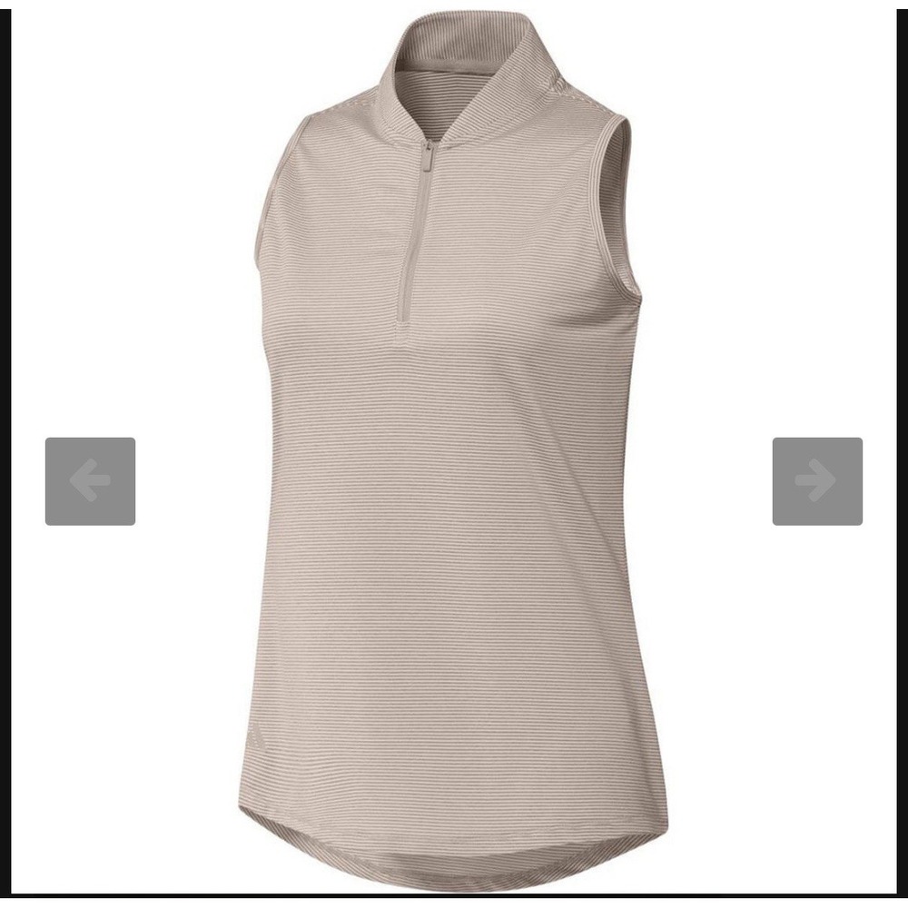 Adidas Women's Size L WonderTaupe /White Ottoman SleevelessPolo Shirt